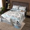 Erosebridal Nautical Anchor Bedspread, Ocean Compass Quilted Queen Size for Kids Boys Teens Adult Bedroom, Old Barn Door Coverlet Set Rustic Farmhouse Bedspread Quilt Set with 2 Pillow Cases view 1