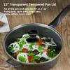 12" Glass Lid for Frying Pan, Tempered Replacement Cover Compatible with All 12 inches Cookware for Skillets, Round Cast Iron, Cast Aluminium, Stainless Steel Pans &Pots view 2