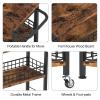 Slim Storage Cart Rolling Kitchen Cart with Wheels Narrow Laundry Storage Utility Cart 4 Tier Bathroom Mobile Shelving Unit Organizer with Wood Tabletop Trolly Cart with Handle for Small Spaces, Brown view 4