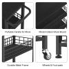 Slim Storage Cart 4 Tier Rolling Kitchen Cart Utility Serving Cart Laundry Room Narrow Cart with Handle Mobile Sheving Unit Organizer Wood Rolling Storage Cart for Bathroom Small Spaces, Modern Black view 3