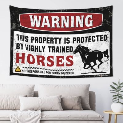 Tapestry for Walls Warning This Property is Protected by A Highly Trained Horses Tapestry Man Cave Bar Tapestry with Words ( Size : 75X92CM )