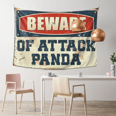 Wall Tapestry Beware of Attack Panda Tapestry Vintage Bar Decor Garage Decor for Men ( Size : 100X150CM )