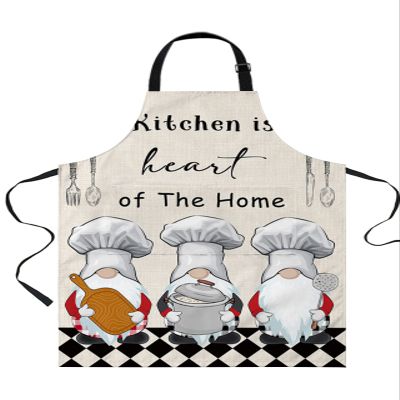 Cute Chef Cook Waterproof Apron With Pockets,Funny Gnomes Baker Black White Checkered Plaid Kitchen Chefs Bib Cooking BBQ Grill Bake Adjustable Aprons for Women/Kids Garden Grooming Painting Gardening