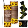 Sieral 3 Pcs Sunflower Gifts for Women 20oz Sunflower Tumbler with Lid and Straw, Makeup Bag and Crew Socks Sun Flower Gifts for Girls Sister Daughter Friend Xmas Birthday view 1