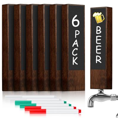 Juexica 6 Pack Oktoberfest Decoration Wood Chalkboard Beer Keg Tap Handle with Chalk Markers Bar Drink Gift for Threading Beer Faucet Restaurant Wedding Party