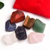 1 Set Natural Crystal Stone Black Cloth Bag Large Grain Unpolished Collection Irregular Stone Gift view 2