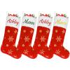 Amidaky Christmas Stockings Personalized Red Faux Fur Christmas Stockings Customized with Names 6 Pack Bulk Gold and Silver Snowflake Embroidered for Family Holiday Xmas Party Decorations view 2