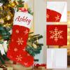 Amidaky Christmas Stockings Personalized Red Faux Fur Christmas Stockings Customized with Names 6 Pack Bulk Gold and Silver Snowflake Embroidered for Family Holiday Xmas Party Decorations view 4