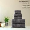 ESSELL 24/7 Luxury 6 Piece Towel Set, 700 GSM 100% Cotton 2 Bath Towels 2 Hand Towel 2 Washcloths, Ultra Soft & Lightweight, Highly Absorbent Towels for Spa, Hotel & Bathroom - Charcoal Towel Set view 4