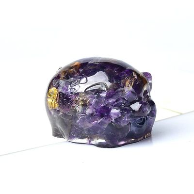 1PC Natural Crystal Gravel Reiki Figurine Lovely Pig Silicone Mould Resin Decor Home Decor Gift,Amethyst,1pc