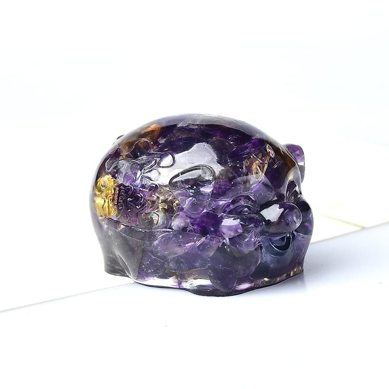1PC Natural Crystal Gravel Reiki Figurine Lovely Pig Silicone Mould Resin Decor Home Decor Gift,Amethyst,1pc