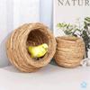 Bird Cage Straw Bird's Nest, Parakeet Perch Hideaway Shelter Hut, Keep Warm in Winter Bird Cage, Brown Hanging Bell Toys Portable view 3