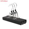 10PCS Multifunction Hotel Neat Wardrobe Skirt Hanger Wooden No Trace Clip Type Storage Drying Rack Trouser Clothes Hanger (10PCS/Black) view 2