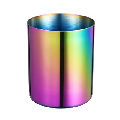Lidwot Aurora Rainbow 304 Stainless Steel Pen Holder & Pencil Cup, Metal Desk Caddy & Desktop Stationery Organizer, Mirror Finish & Vacuum Plating