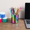 Lidwot Aurora Rainbow 304 Stainless Steel Pen Holder & Pencil Cup, Metal Desk Caddy & Desktop Stationery Organizer, Mirror Finish & Vacuum Plating view 3