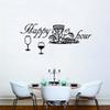 ANFRJJI Wine Bottle & Glass Wall Decals with Quotes Removable PVC Stickers for Dining Room, Kitchen, Bar, or Party Decor Wine Lover Gift & Happy Hour Wall Art Decoration (Black-JWH332-Happy time) view 3