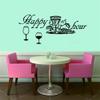 ANFRJJI Wine Bottle & Glass Wall Decals with Quotes Removable PVC Stickers for Dining Room, Kitchen, Bar, or Party Decor Wine Lover Gift & Happy Hour Wall Art Decoration (Black-JWH332-Happy time) view 4