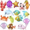 15Pcs Ocean Themed Party Decorations, TACYKIBD Under The Sea Ornaments, Starfish Octopus Seahorse Lobster Cute Marine Balloons, Huge Marine Sea Balloon for Baby Shark Birthday Decorations view 1