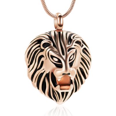 SHEIL Lion Cremation Jewelry for Ashes -Pet Memorial Urn Necklace Stainless Steel Keepsake Pendant