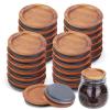 24Pack Regular Mouth Mason Jar Lids - Acacia Wooden Storage Canning Jar Lids with Airtight Silicone Seal view 1