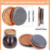 24Pack Regular Mouth Mason Jar Lids - Acacia Wooden Storage Canning Jar Lids with Airtight Silicone Seal view 2
