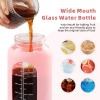 SIEROZUR 52oz Glass Water Bottle with 2-in-1 Straw Lid Large Half Gallon Water Bottle with Time Marker & Removable Silicone Sleeve,Wide Mouth BPA-Free Borosilicate Bottle for Gym, Workout & Daily Use view 4