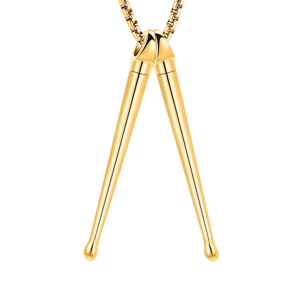 SHEIL A Pair of Stainless Steel Drum Stick Cremation Jewelry for Ashes of Loved Ones Keepsake Memorial Urn Pendant Necklace Men Women