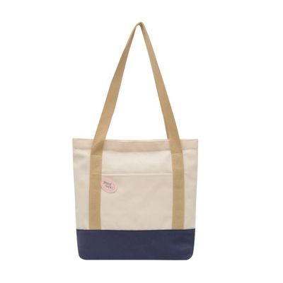Windefun Zip Cloth Bags Canvas tote bags New Large Capacity Shoulder Canvas Bags Reusable canvas grocery bags Fashion canvas tote bag (creamy white)