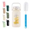 SIEROZUR 42oz Glass Water Bottle with 2-in-1 Straw Lid Large Half Gallon Water Bottle with Time Marker & Removable Silicone Sleeve,Wide Mouth BPA-Free Borosilicate Bottle for Gym, Workout & Daily Use view 1
