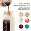 SIEROZUR 42oz Glass Water Bottle with 2-in-1 Straw Lid Large Half Gallon Water Bottle with Time Marker & Removable Silicone Sleeve,Wide Mouth BPA-Free Borosilicate Bottle for Gym, Workout & Daily Use view 4