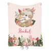 Custom Baby Blanket with Name Text, Personalized Cute Sloths Super Soft Fleece Throw Blanket for Couch Sofa Bed, Customized Baby Shower Birthday for Boys Girls 40"x50" view 1