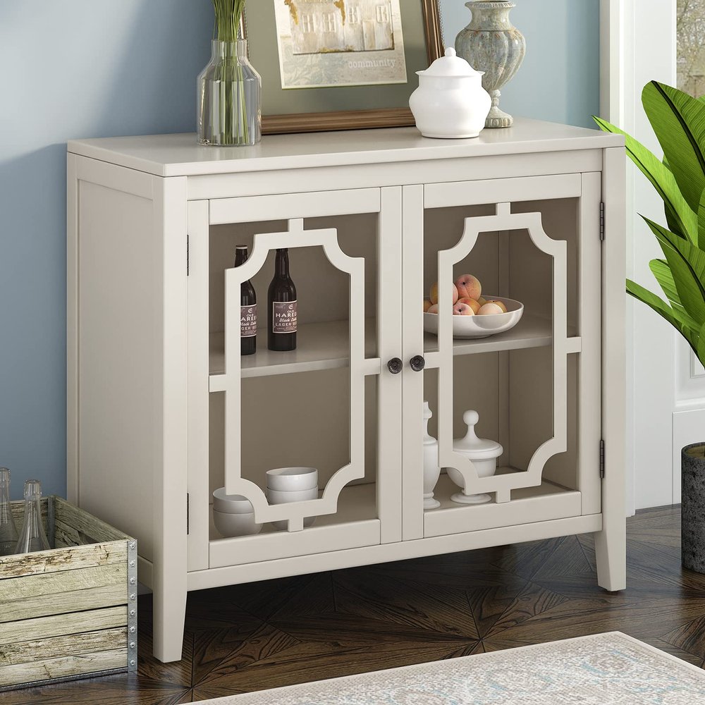 Bituman Home Sideboard Buffet Cabinet, Storage Cabinet with 2-Tier Adjustable Shelf Multi-Functional Console Table Sofa Table, for Entryway, Living Room, Bedroom