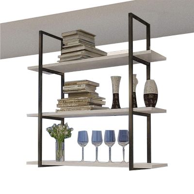 Pipi Zhu 3-Tier Hanging Wine Bottle Rack - Ceiling Storage Shelves, Living Room Art Display Stand, Dining Room Solid Wood Floating Shelves, Suitable for Cake Shop/Living Room/Kitchen