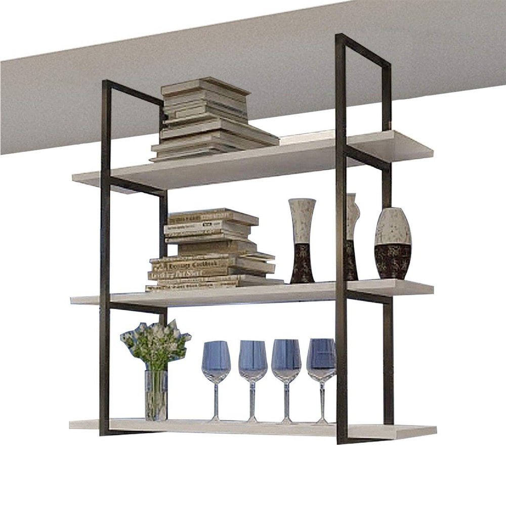Pipi Zhu 3-Tier Hanging Wine Bottle Rack - Ceiling Storage Shelves, Living Room Art Display Stand, Dining Room Solid Wood Floating Shelves, Suitable for Cake Shop/Living Room/Kitchen