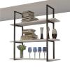 Pipi Zhu 3-Tier Hanging Wine Bottle Rack - Ceiling Storage Shelves, Living Room Art Display Stand, Dining Room Solid Wood Floating Shelves, Suitable for Cake Shop/Living Room/Kitchen view 1