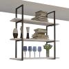 Pipi Zhu 3-Tier Hanging Wine Bottle Rack - Ceiling Storage Shelves, Living Room Art Display Stand, Dining Room Solid Wood Floating Shelves, Suitable for Cake Shop/Living Room/Kitchen view 4