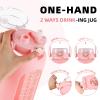 SIEROZUR 64oz Glass Water Bottle with 2-in-1 Straw Lid Large Half Gallon Water Bottle with Time Marker & Removable Silicone Sleeve,Wide Mouth BPA-Free Borosilicate Bottle for Gym, Workout & Daily Use view 2