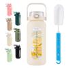SIEROZUR 52oz Glass Water Bottle with 2-in-1 Straw Lid Large Half Gallon Water Bottle with Time Marker & Removable Silicone Sleeve,Wide Mouth BPA-Free Borosilicate Bottle for Gym, Workout & Daily Use view 1