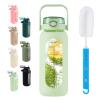 SIEROZUR 52oz Glass Water Bottle with 2-in-1 Straw Lid Large Half Gallon Water Bottle with Time Marker & Removable Silicone Sleeve,Wide Mouth BPA-Free Borosilicate Bottle for Gym, Workout & Daily Use view 1