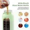 SIEROZUR 52oz Glass Water Bottle with 2-in-1 Straw Lid Large Half Gallon Water Bottle with Time Marker & Removable Silicone Sleeve,Wide Mouth BPA-Free Borosilicate Bottle for Gym, Workout & Daily Use view 4