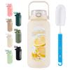 SIEROZUR 64oz Glass Water Bottle with 2-in-1 Straw Lid Large Half Gallon Water Bottle with Time Marker & Removable Silicone Sleeve,Wide Mouth BPA-Free Borosilicate Bottle for Gym, Workout & Daily Use view 1