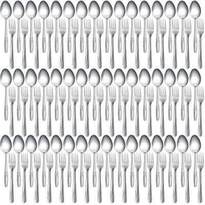 100 Pieces Forks and Spoons Silverware Set Stainless Steel Flatware Cutlery Set Dinner Forks and Spoons Mirror Polished Dishwasher Safe Utensil for Kitchen Restaurant or Home