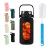 SIEROZUR 42oz Glass Water Bottle with 2-in-1 Straw Lid Large Half Gallon Water Bottle with Time Marker & Removable Silicone Sleeve,Wide Mouth BPA-Free Borosilicate Bottle for Gym, Workout & Daily Use view 1