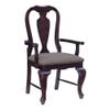 Linon Adrian Arm Chair Grey Upholstered Seat with Frame in Dark Brown Beechwood view 1