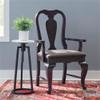 Linon Adrian Arm Chair Grey Upholstered Seat with Frame in Dark Brown Beechwood view 2