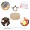 Beufee 10PCS Number Holder, Star Shaped Iron Wire Photo Clip Table Sign Stand Number Holder Wooden Base Place Card Holder, Stable Card Picture Memo Note Photo Picks Clip Stand for Christmas Party view 3