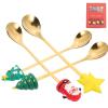 1 Set Christmas Spoon Set Santa Measuring Spoons Decorative Spoon Christmas Coffee Spoons Xmas Cake Toppers Spoon for Christmas Party Stainless Steel Dessert Tea Spoon view 2