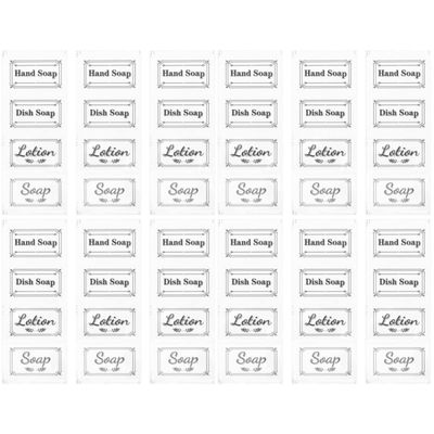 12pcs Transparent Bottle Hand Removable White for Sticker Container Jars Bottles Bathroom Supplies Spray Sample Dish Glass Self- Adhesive Soap Lotion Cleaning Stickers
