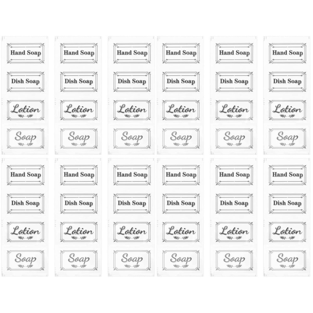 12pcs Transparent Bottle Hand Removable White for Sticker Container Jars Bottles Bathroom Supplies Spray Sample Dish Glass Self- Adhesive Soap Lotion Cleaning Stickers