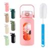 SIEROZUR 42oz Glass Water Bottle with 2-in-1 Straw Lid Large Half Gallon Water Bottle with Time Marker & Removable Silicone Sleeve,Wide Mouth BPA-Free Borosilicate Bottle for Gym, Workout & Daily Use view 1